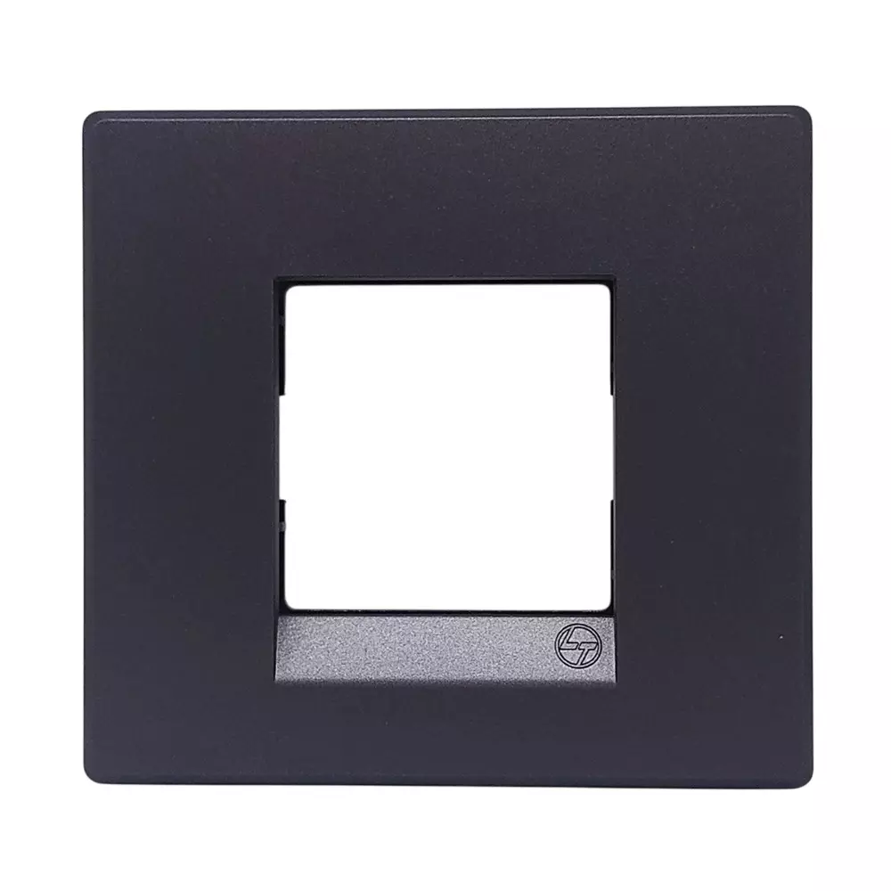 L&T [ Lauritz Knudsen ] Englaze Plastic Cover Plate With Plastic Grid Frame Mountain Grey Color 2 Module, CB92102FM01