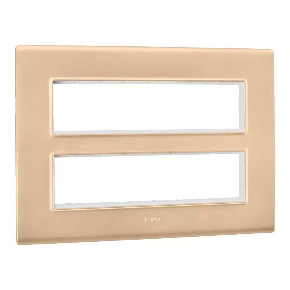 Legrand Cover Plate with Support Frame Allzy Golden 16 Module, 6813 42 (Pack of 10)