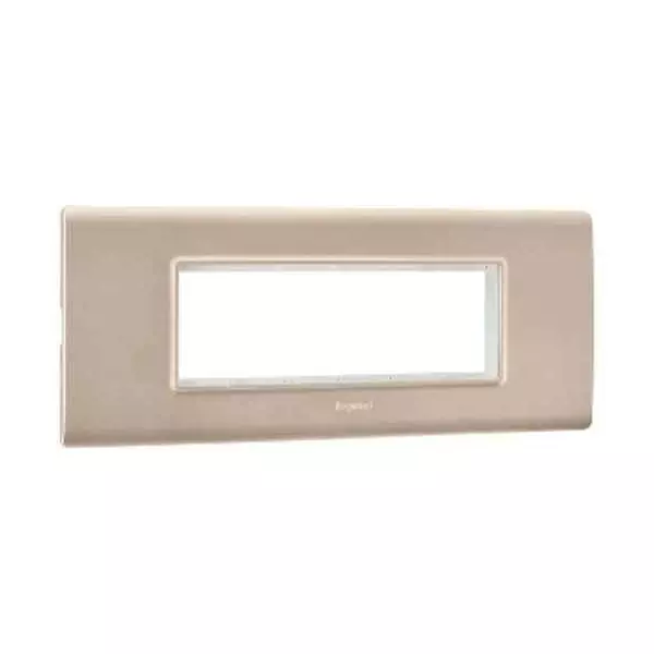 Legrand Cover Plate with Support Frame Allzy Aluminium Champagne 6 Module, 6813 48 (Pack of 5)