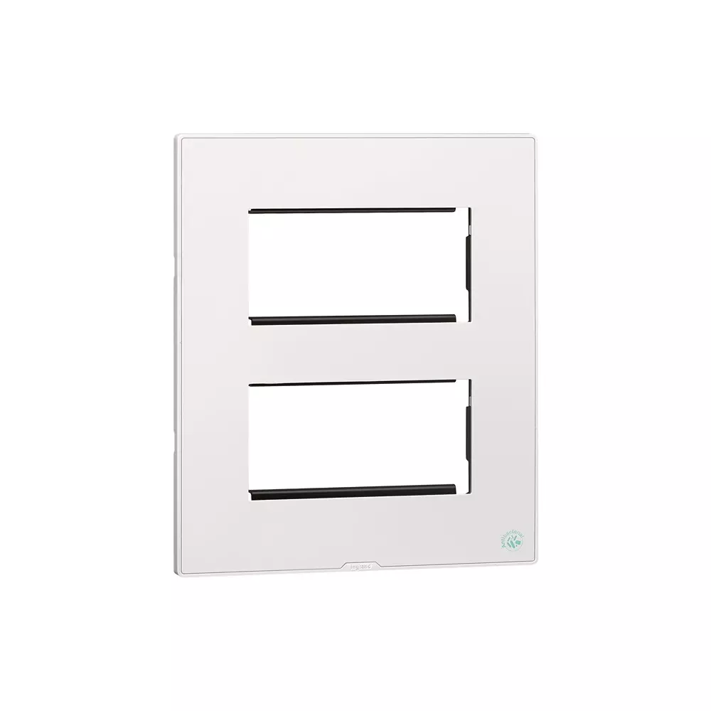 Legrand Anti-Bacterial Cover Plate with Support Frame Myrius Classic White 2*4 Module, 6793 49 (Pack of 5)