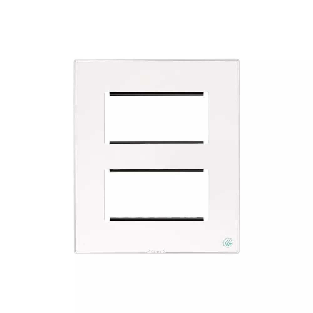 Legrand Anti-Bacterial Cover Plate with Support Frame Myrius Classic White 2*4 Module, 6793 49 (Pack of 5)