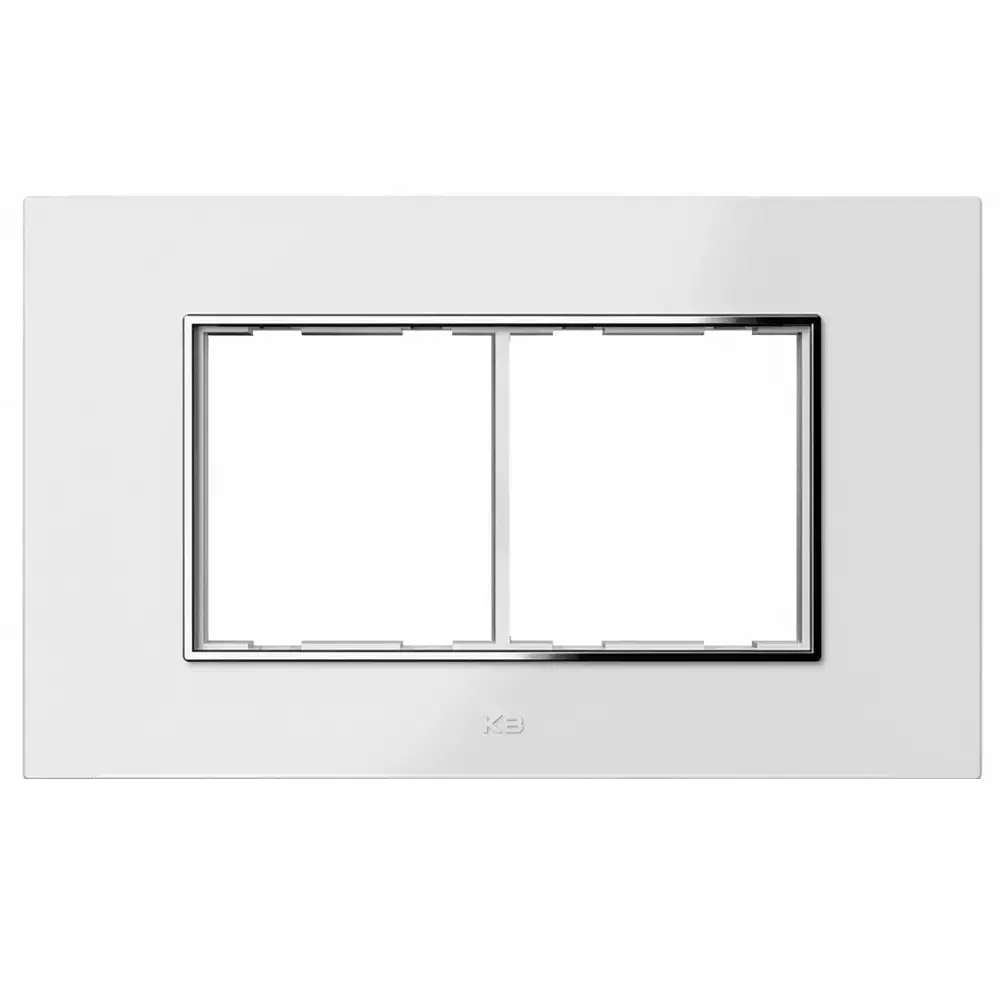 K9 Euro Cover Plate With Base Frame Silver Border Iris Chrome 4 Module White, 9183 (Pack of 10)