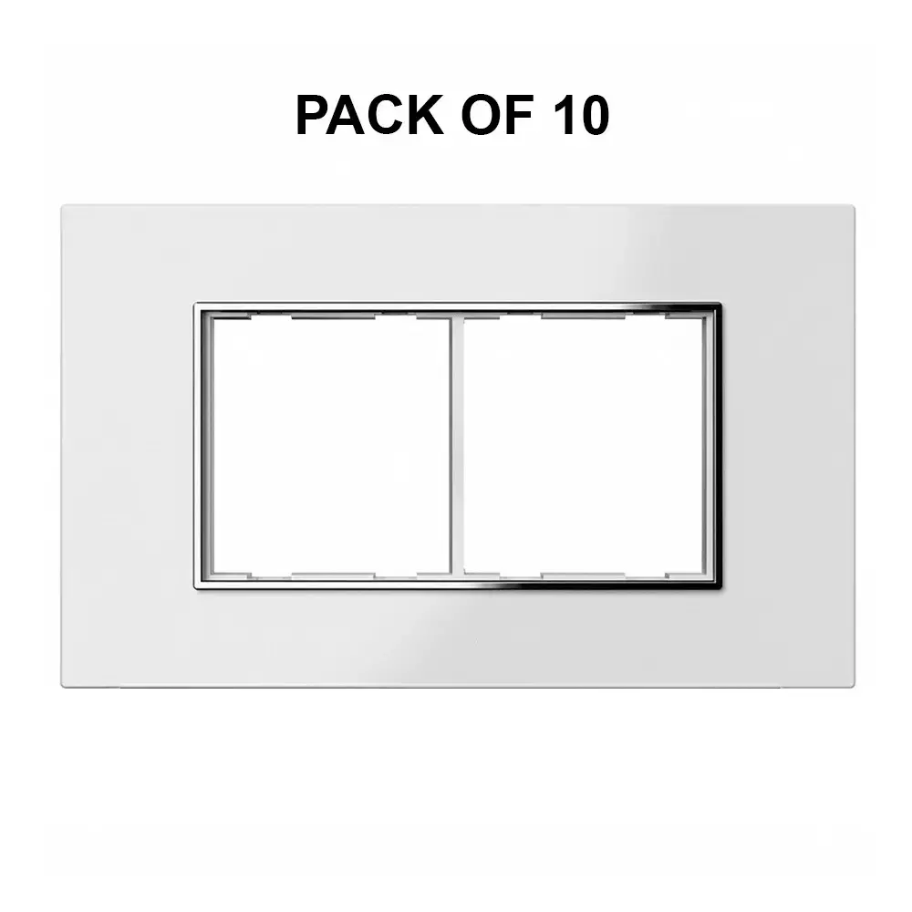 K9 Euro Cover Plate With Base Frame Silver Border Iris Chrome 4 Module White, 9183 (Pack of 10)