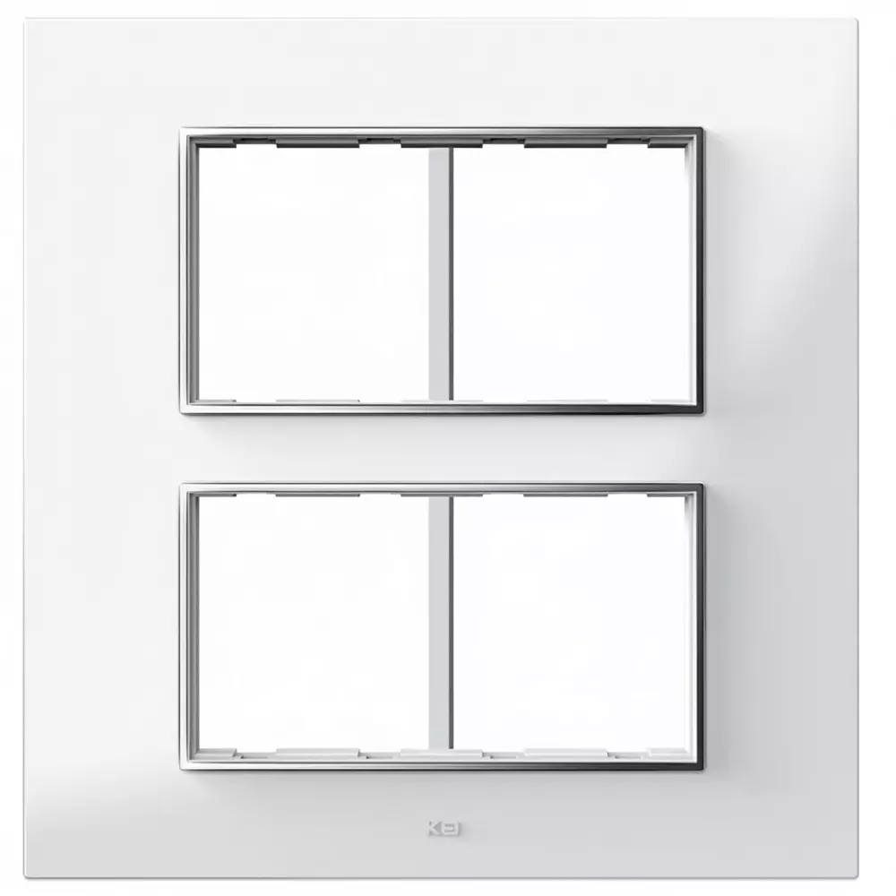 K9 Euro Cover Plate With Base Frame Silver Border Iris Chrome 8 Module (Square) White, 9186 (Pack of 5)