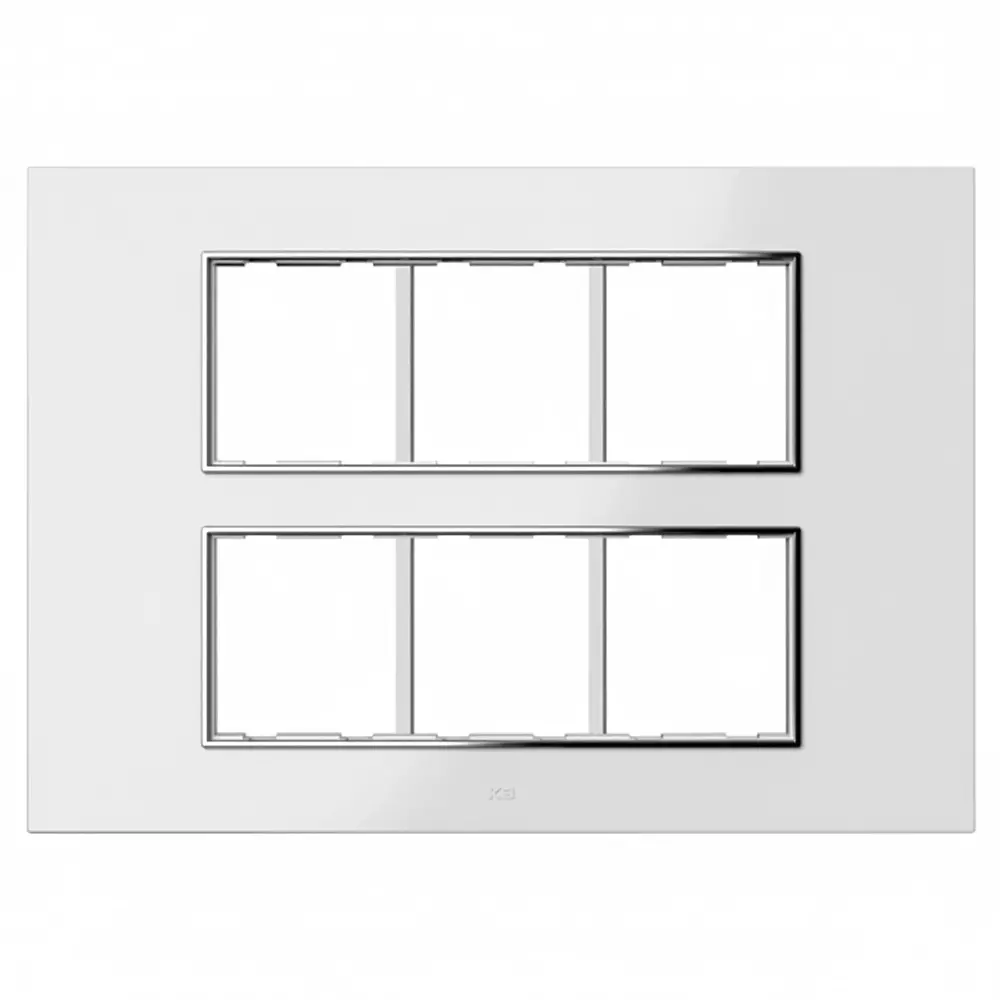 K9 Euro Cover Plate With Base Frame Silver Border Iris Chrome 12 Module White, 9187 (Pack of 5)