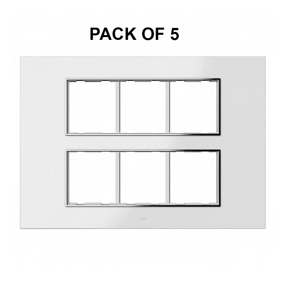 K9 Euro Cover Plate With Base Frame Silver Border Iris Chrome 12 Module White, 9187 (Pack of 5)