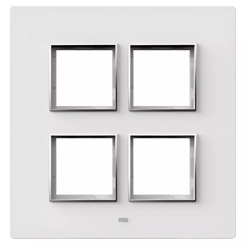 K9 Evoq Cover Plate With Base Frame Stella Chrome 8 Module (Square) White, 9467 (Pack of 5)