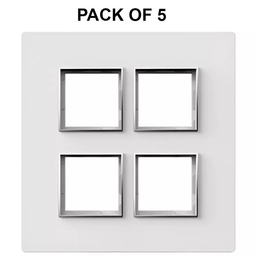 K9 Evoq Cover Plate With Base Frame Stella Chrome 8 Module (Square) White, 9467 (Pack of 5)
