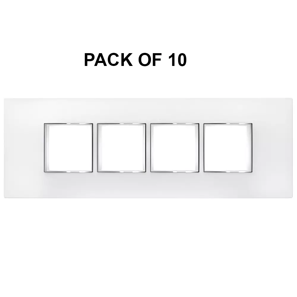 K9 Evoq Cover Plate With Base Frame Ultra Chrome 8 Module (Horizontal) White, 9316 (Pack of 10)