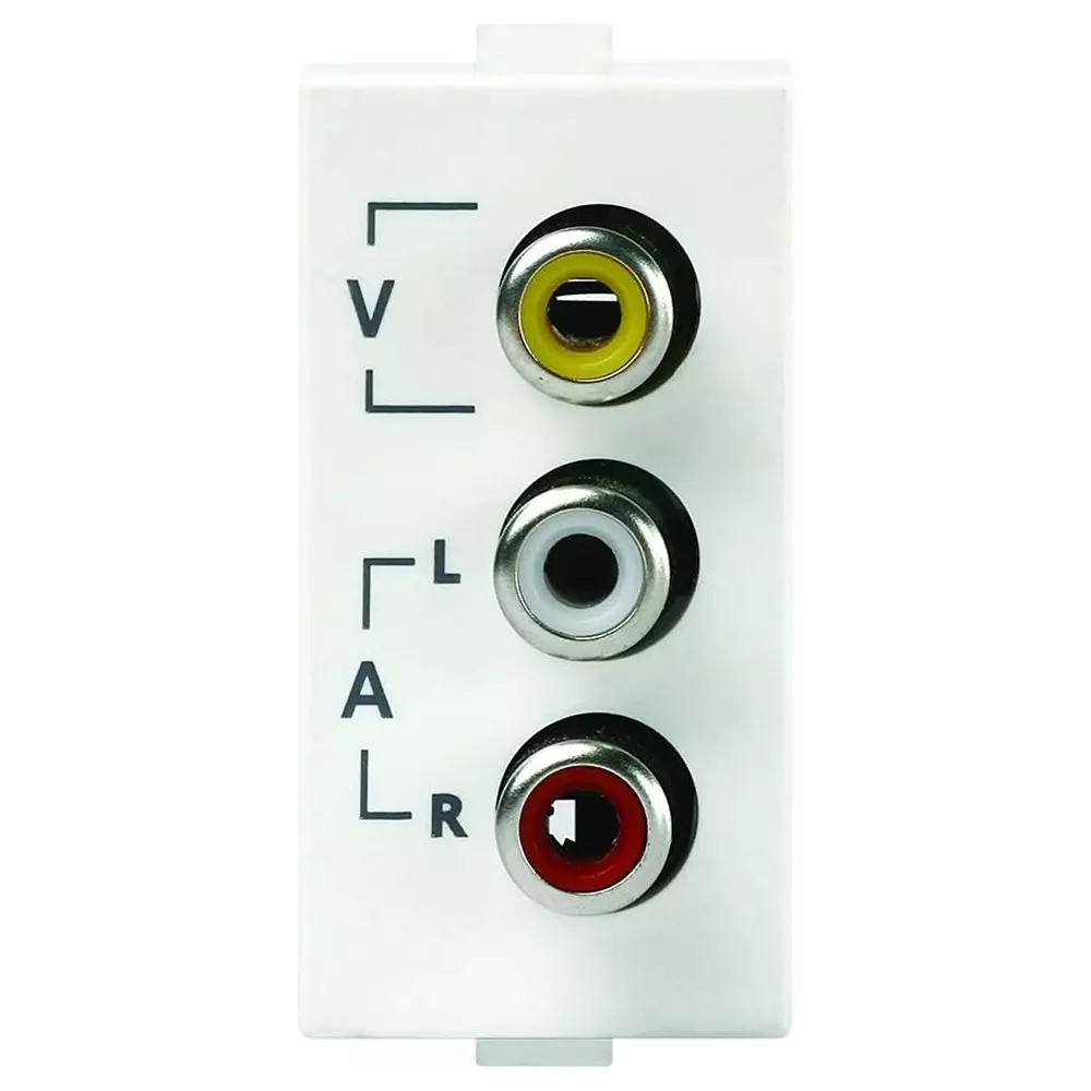 Anchor Roma Urban Audio Video 3 Pin Round Socket 1 Module PVC Plastic White for Industrial Use, 66712