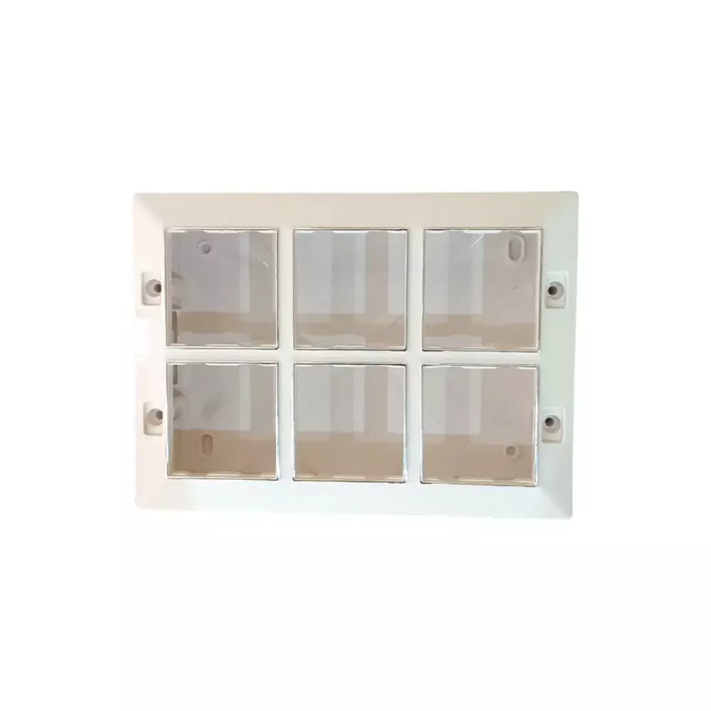 JAMSONS Surface Box With Silver Line Plate 12 Module 6 Way Vargin ABS White, JM-062 (Pack of 5 Pcs)