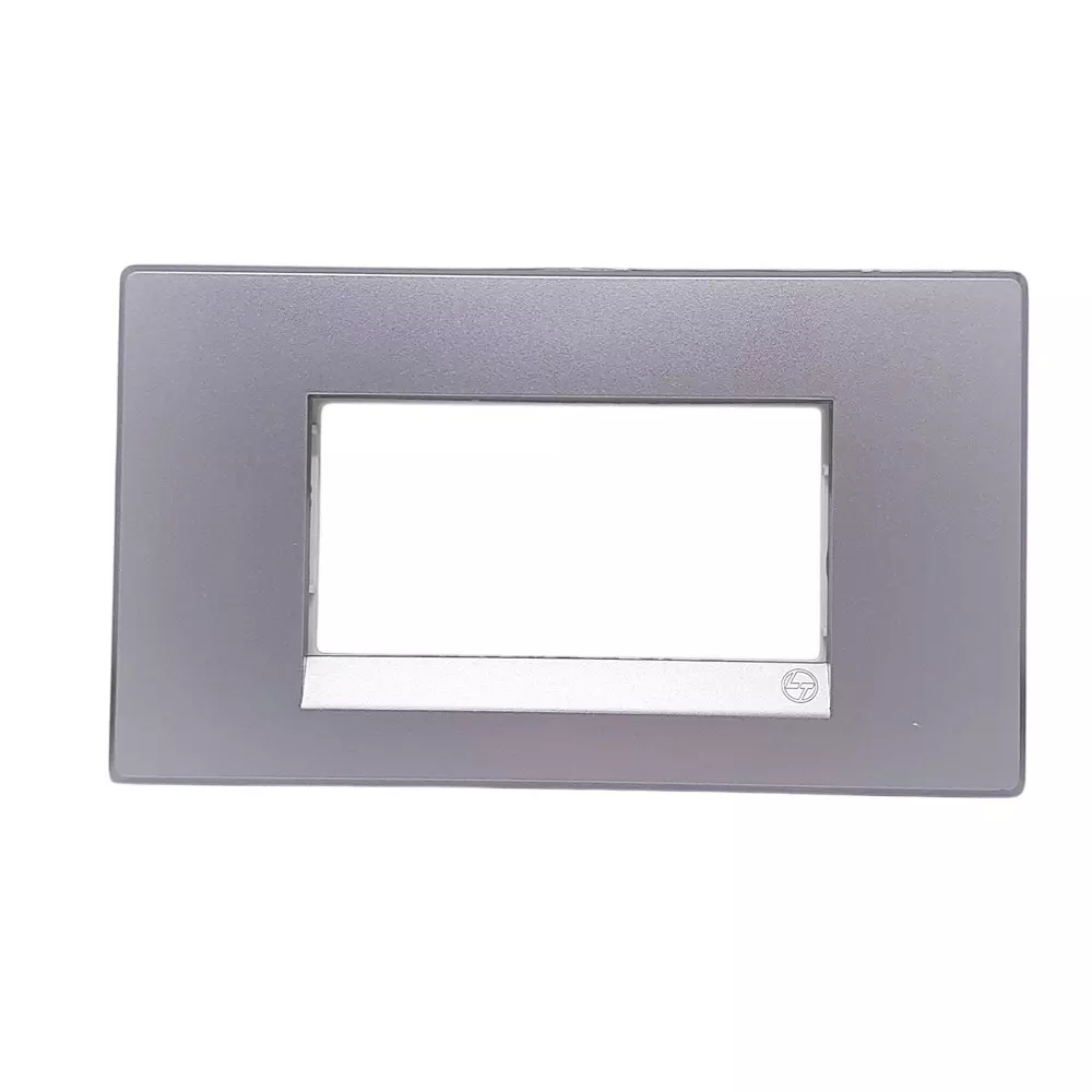 L&T [ Lauritz Knudsen ] Englaze Plastic Cover Plate With Plastic Grid Frame Moonlight Silver Color 4 Module, CB92104FS01