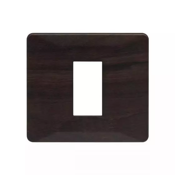 L&T [ Lauritz Knudsen ] Entice Cover Plate Without Grid Frame Dark Chocolate Wood Color 1 Module, CB91101FL12