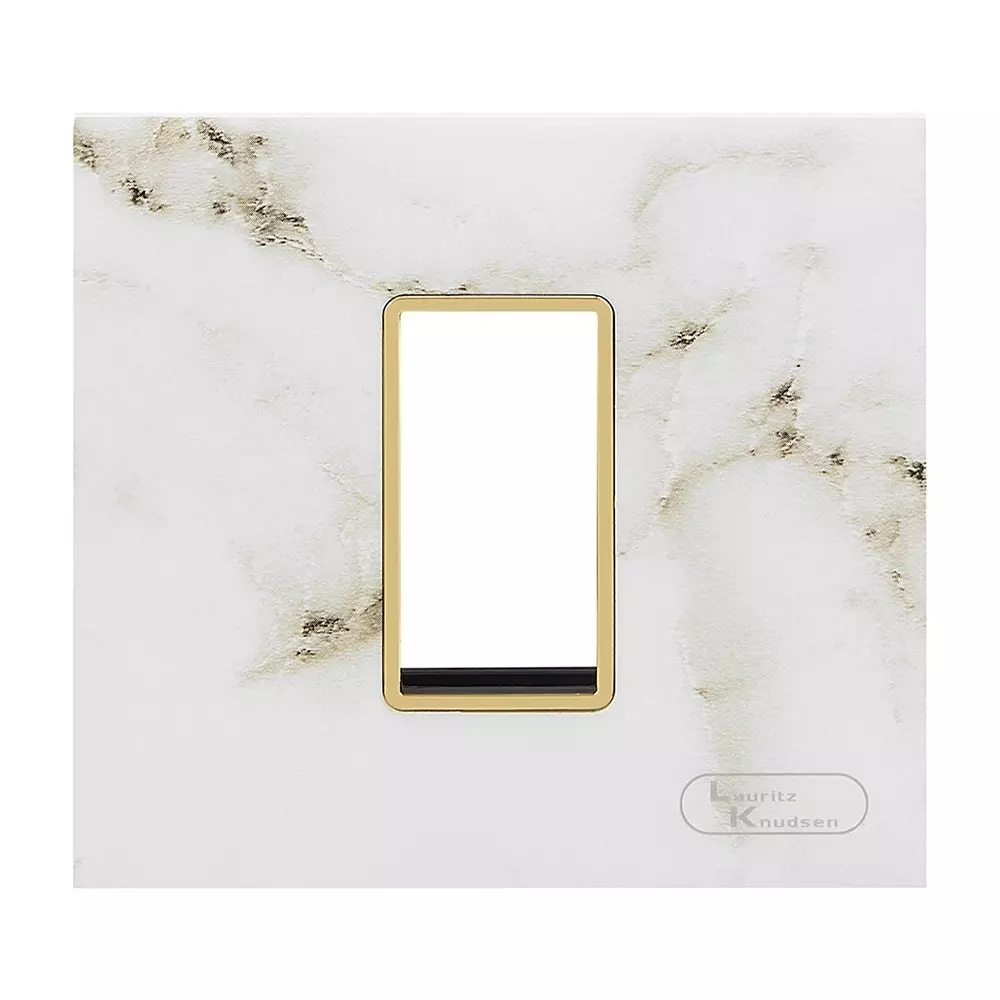 L&T [ Lauritz Knudsen ] Entice Cover Plate With Grid Frame White Marble Color 1 Module, CB91101FW07