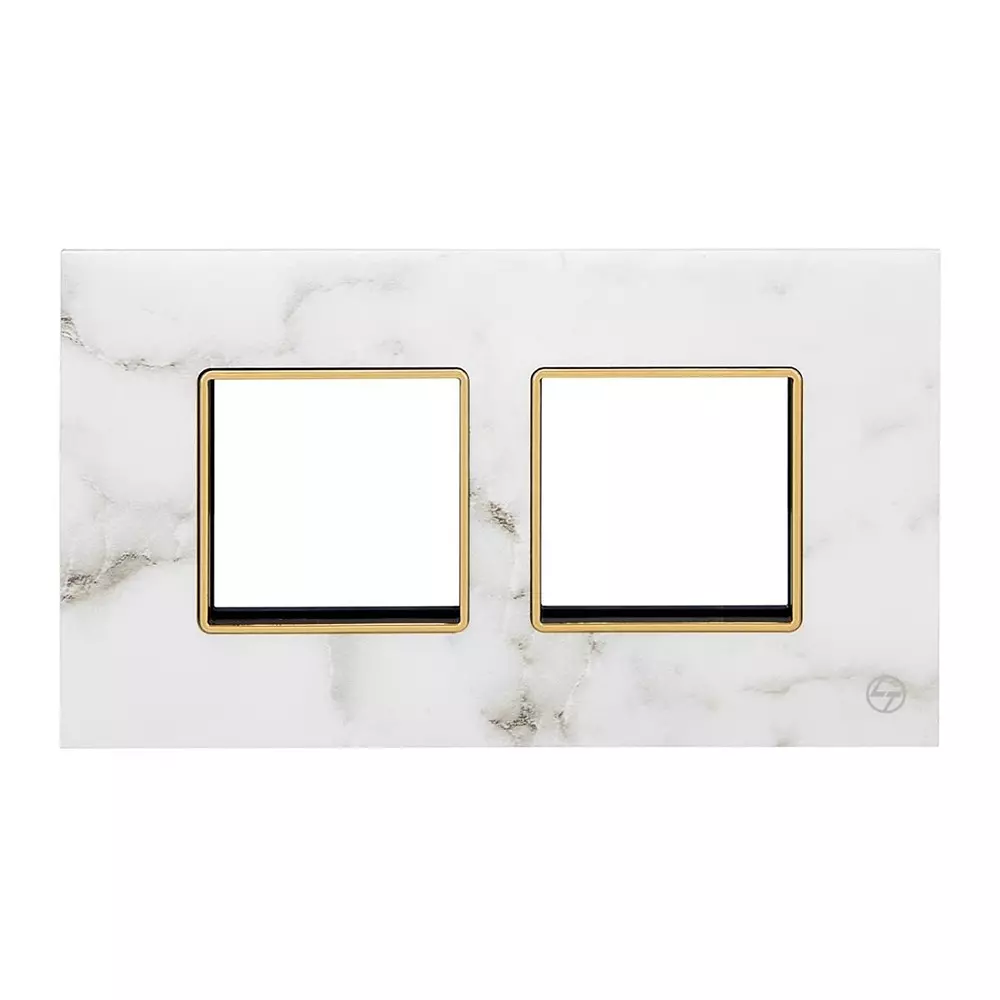 L&T [ Lauritz Knudsen ] Entice Cover Plate With Grid Frame White Marble Color 4 Module, CB91104FW07