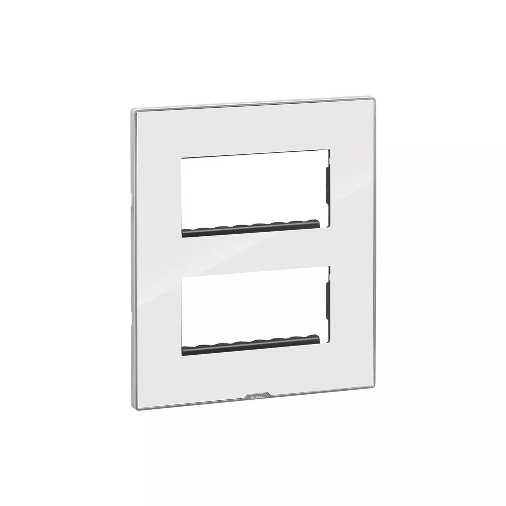 Legrand Cover Plate with Support Frame Myrius Ice White 2*4 Module, 6795 29
