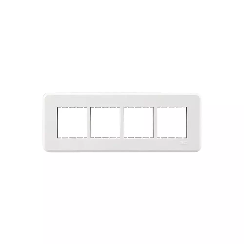 Reo by Havells Cover Plate Horizontal 8 Module Polycarbonate Elegant White, AHRPLCWH08