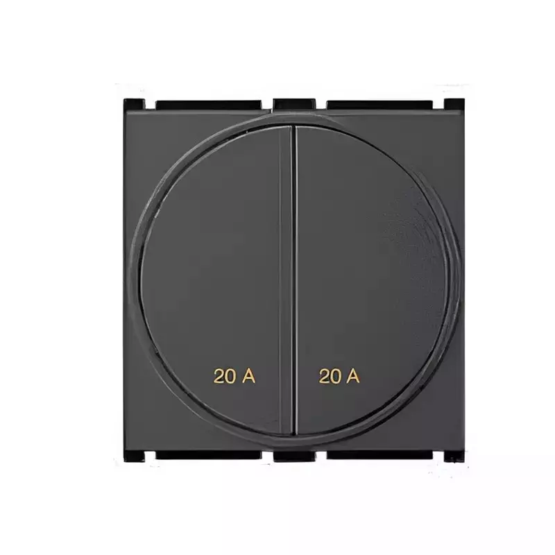 Goldmedal Modular 2 Switch with LED Indicator 20 & 20 Amp 1 Way 2 M Carbon Grey, 182621