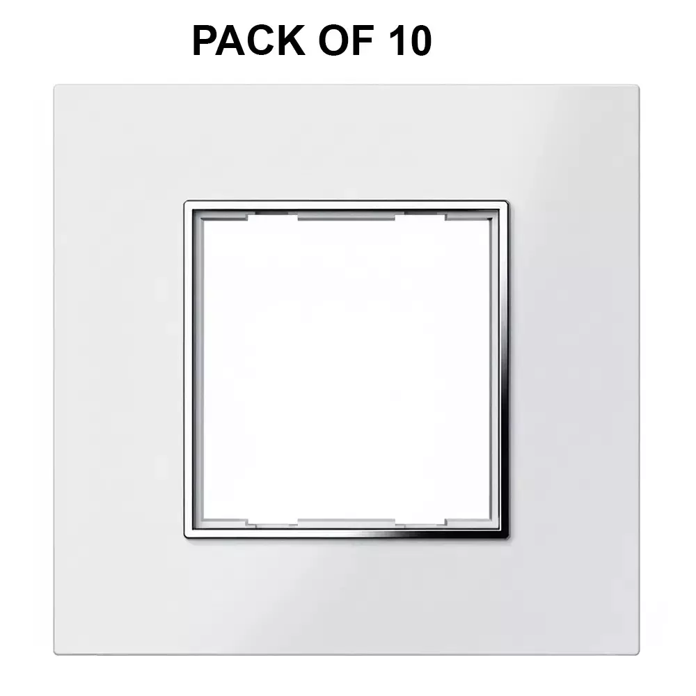 K9 Euro Cover Plate With Base Frame Silver Border Iris Chrome 2 Module White, 9181 (Pack of 10)