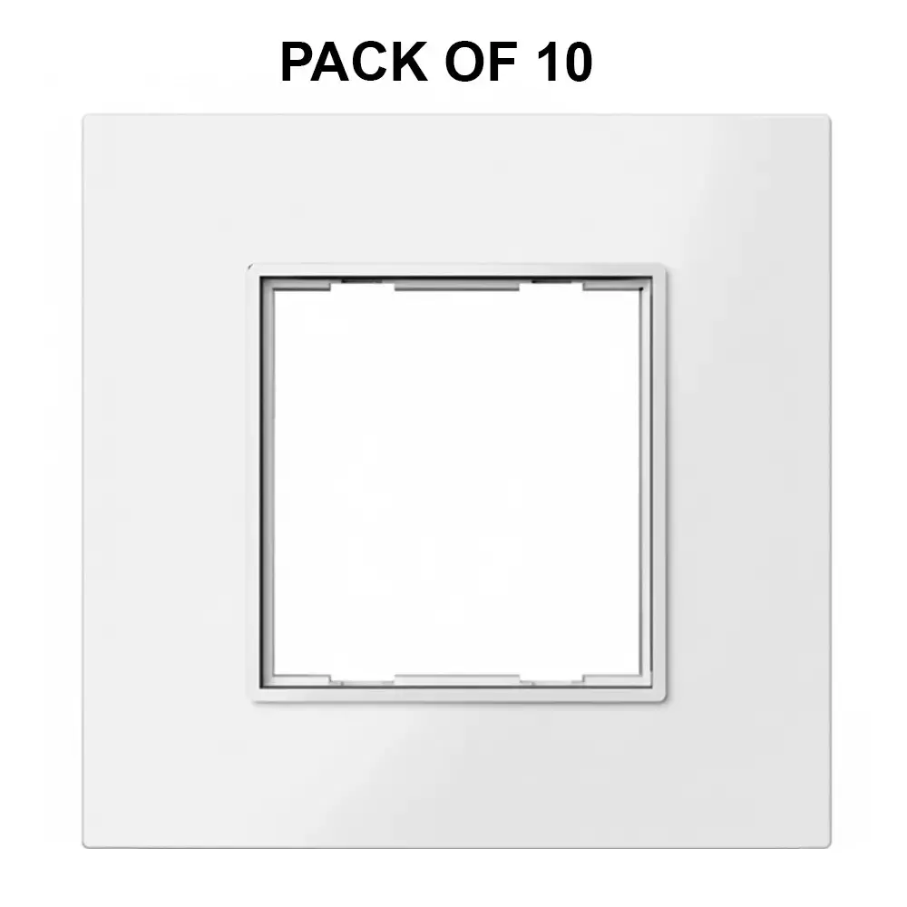 K9 Euro Cover Plate With Base Frame Silver Border Prism 2 Module White, 9522 (Pack of 10)