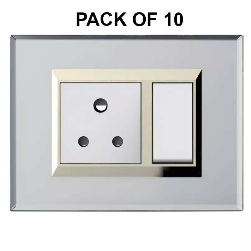 K9 Evoq Cover Plate Glassik 1 Module Silver Frosty Mirror, SM-9401 (Pack of 10)