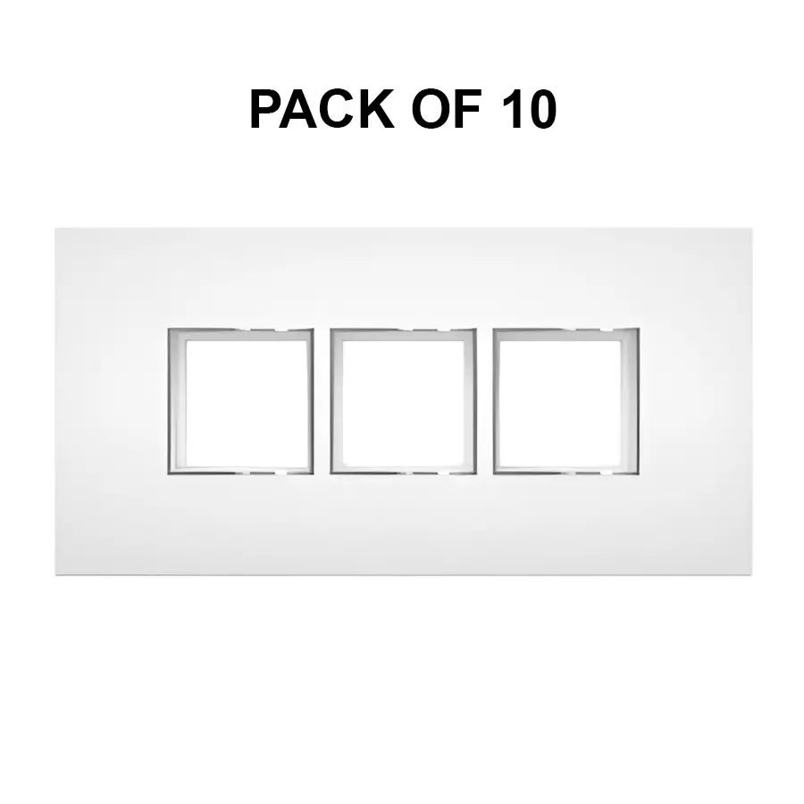 K9 Evoq Cover Plate With Base Frame Delta Chrome 6 Module White, 9325 (Pack of 10)