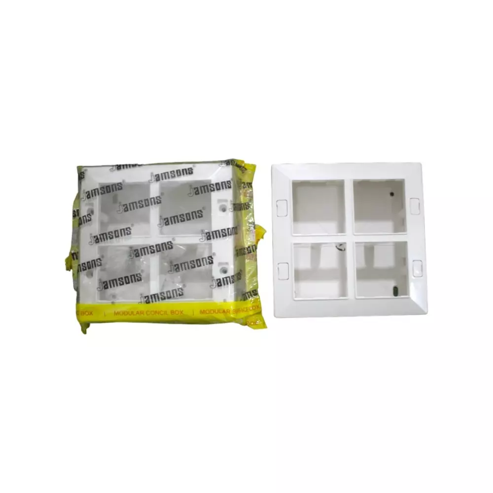 JAMSONS Surface Box with Plate 8 Module Vargin ABS White Color, JM-060 (Pack of 10)
