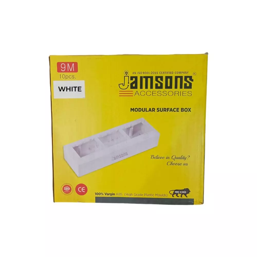 JAMSONS Surface Box with Plate 9 Module Vargin ABS White Color, JM-061 (Pack of 10)