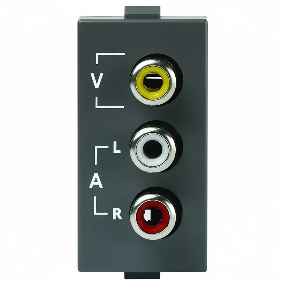 Anchor Roma Urban Support Modules Audio Video Socket 3 Pin Round Socket 1 Module Grey Beige for Homes, Offices & Commercial Use, 66712GB