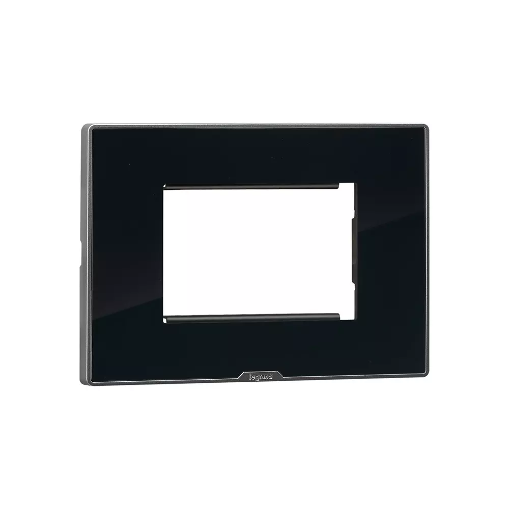 Legrand Myrius Series 3 M Modular Cover Plate with Frame High Grade Polycarbonate Ice Black, 6795 43