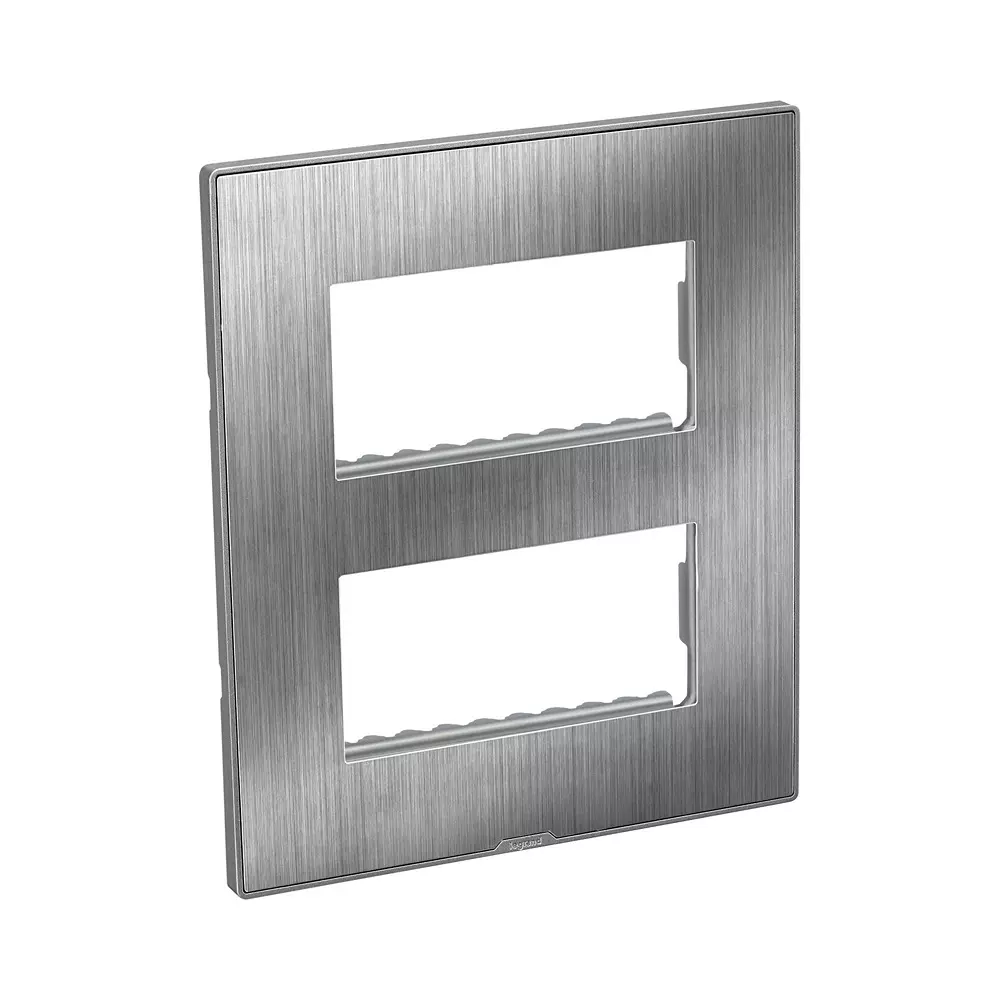 Legrand Myrius Series 2x4 M Modular Cover Plate with Frame High Grade Polycarbonate Sonic Silver, 6795 89