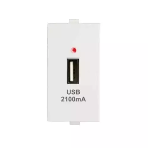 Anchor Penta Usb-A Charger White 1 Module Single Port 5 V DC 2.1 Amp, 65611 (Pack of 20)