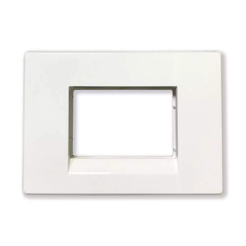 L&T [ Lauritz Knudsen ] Englaze Plastic Cover Plate With Plastic Grid Frame Snow White Color 3 Module, CB92103FW00