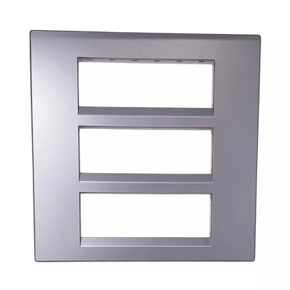 L&T [ Lauritz Knudsen ] Englaze Plastic Cover Plate With Plastic Grid Frame Moonlight Silver Color 18 Module, CB92118FS01