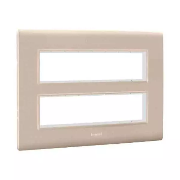 Legrand Cover Plate with Support Frame Allzy Aluminium Champagne 12 Module, 6813 52 (Pack of 10)