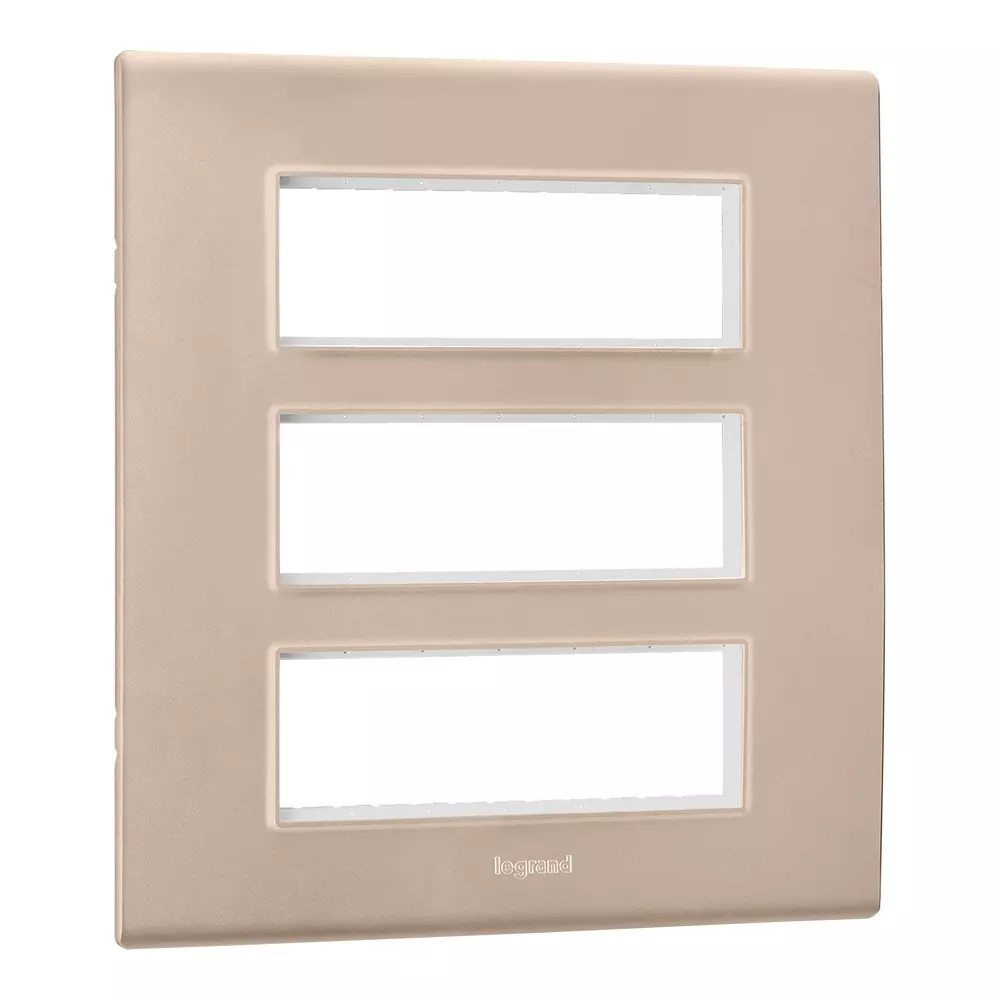 Legrand Cover Plate with Support Frame Allzy Aluminium Champagne 18 Module, 6813 54 (Pack of 10)