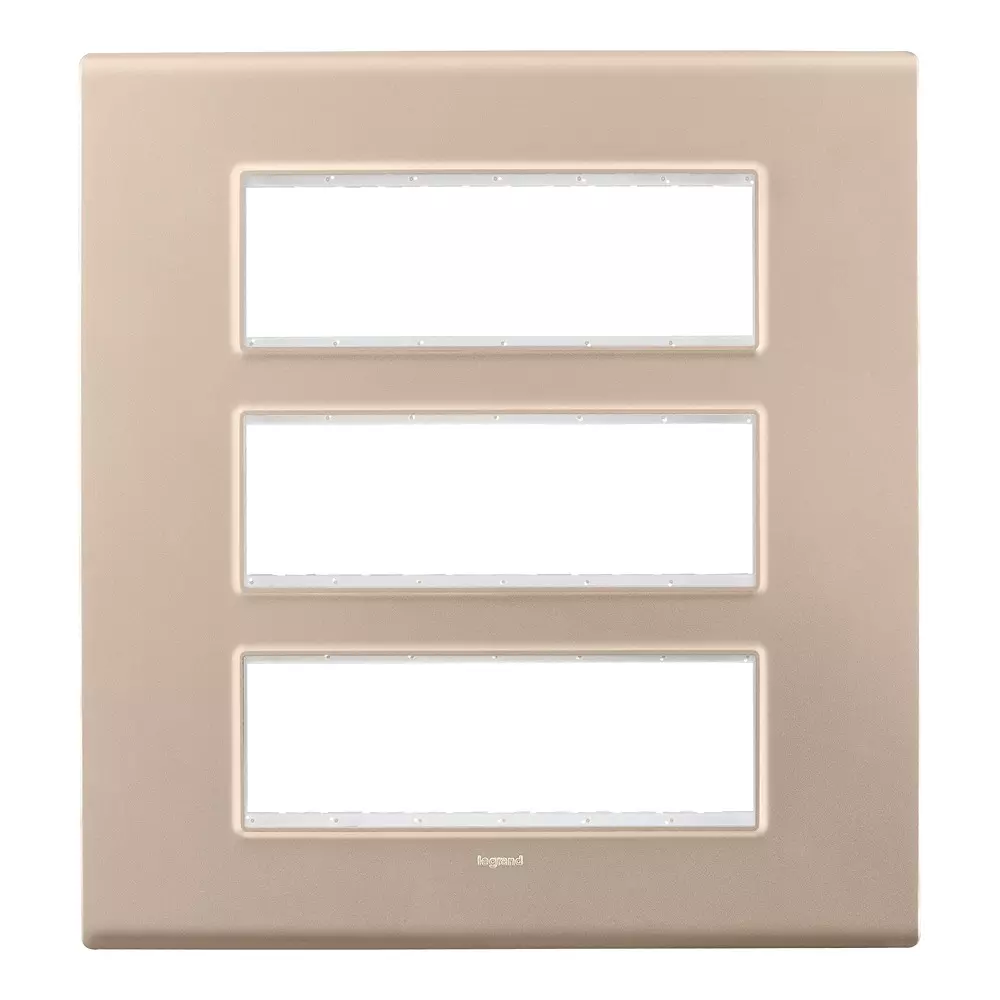 Legrand Cover Plate with Support Frame Allzy Aluminium Champagne 18 Module, 6813 54 (Pack of 10)