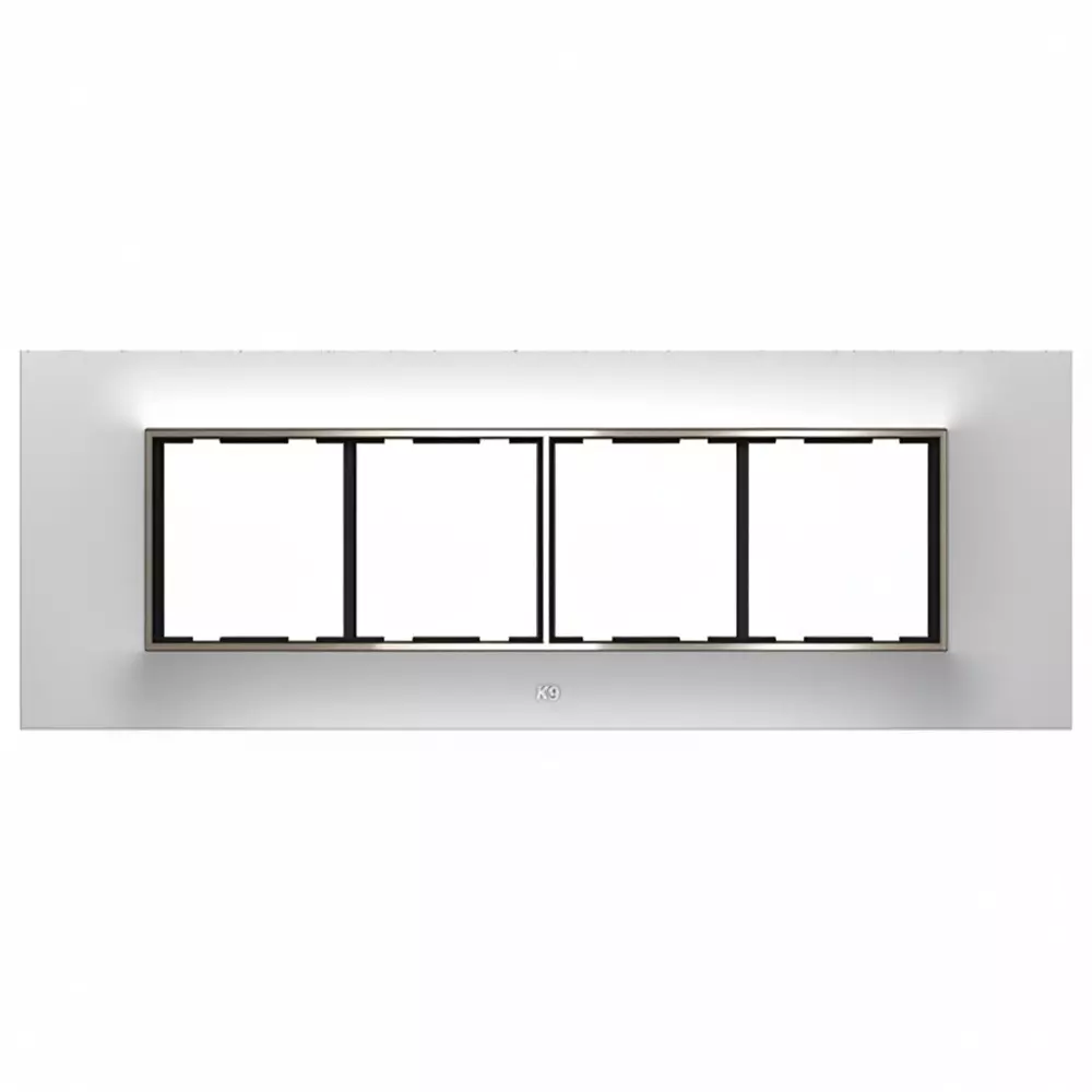 K9 Euro Cover Plate With Base Frame Chromeline 8 Module (Horizontal) White, 9175 (Pack of 10)