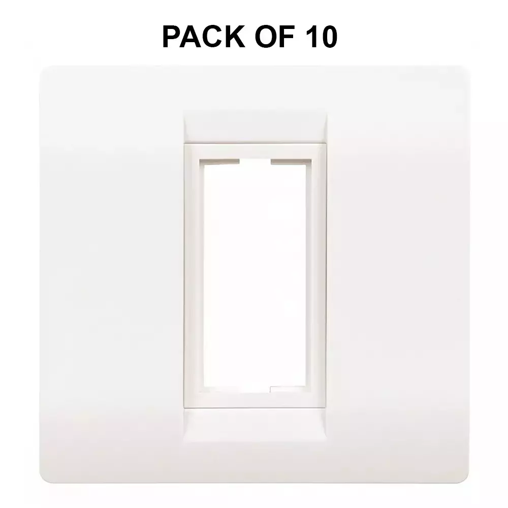 K9 Euro Cover Plate With Base Frame 1 Module White, W-9060U (Pack of 10)