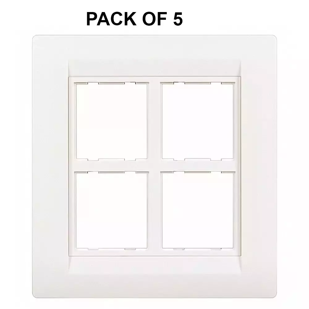 K9 Euro Cover Plate With Base Frame 8 Module (Square) White, W-9066U (Pack of 5)