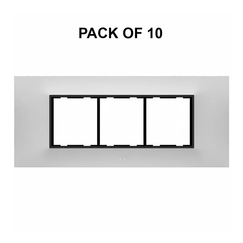 K9 Euro Cover Plate With Base Frame Ultima Plus 6 Module White, 9164P (Pack of 10)