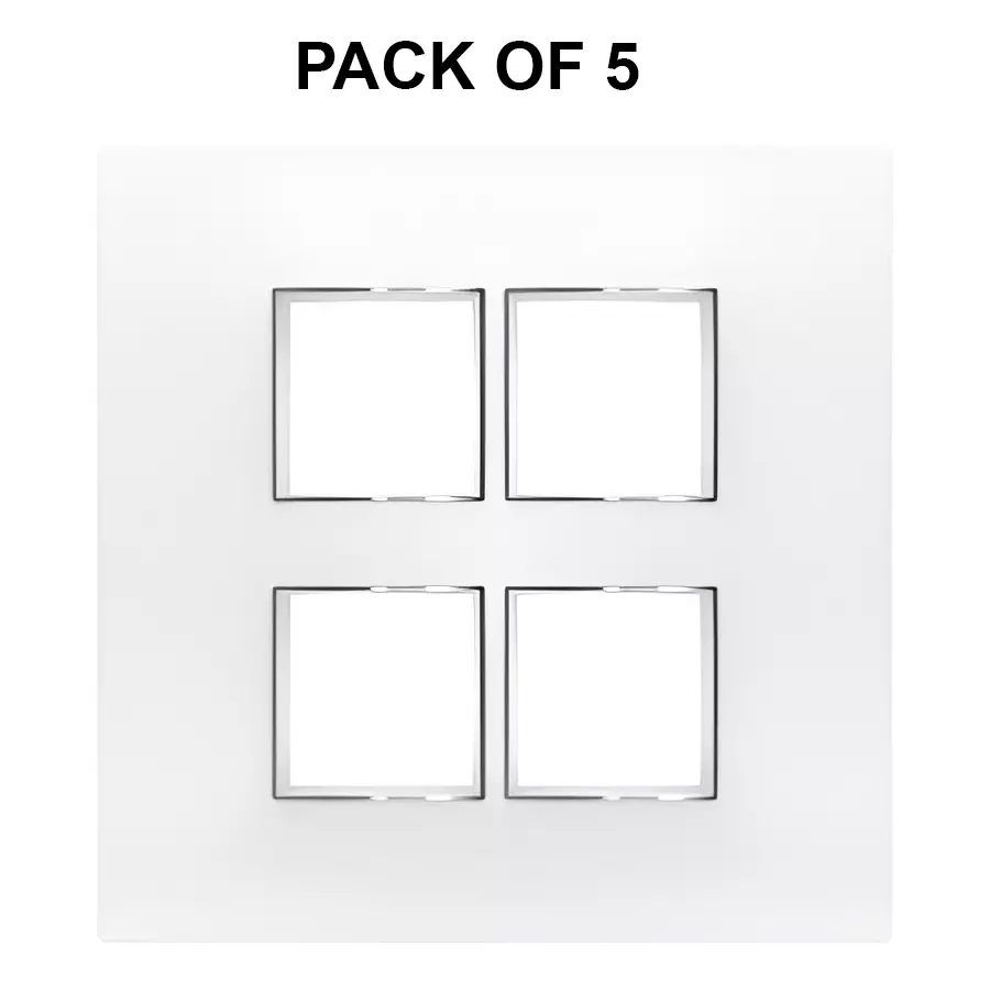 K9 Evoq Cover Plate With Base Frame Ultra Chrome 8 Module (Square) White, 9317 (Pack of 5)