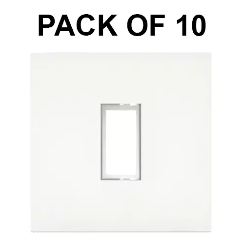 K9 Evoq Cover Plate With Base Frame Delta Chrome 1 Module White, 9321 (Pack of 10)
