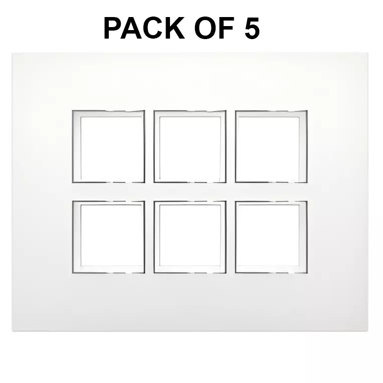 K9 Evoq Cover Plate With Base Frame Delta Chrome 12 Module (Square) White, 9329 (Pack of 5)