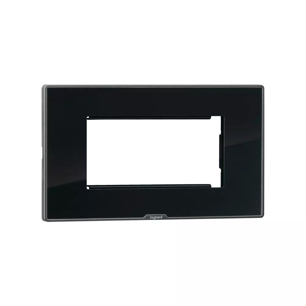 Legrand Myrius Series 4 M Modular Cover Plate with Frame High Grade Polycarbonate Ice Black, 6795 44