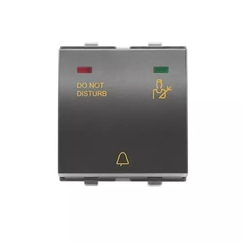 Goldmedal Curve Outside Room DND Indicator with Bell Push Switch 160-240 V Voltage Grey 240 V 2 Module Plastic for Commecial and Industrial Use, 102168A#