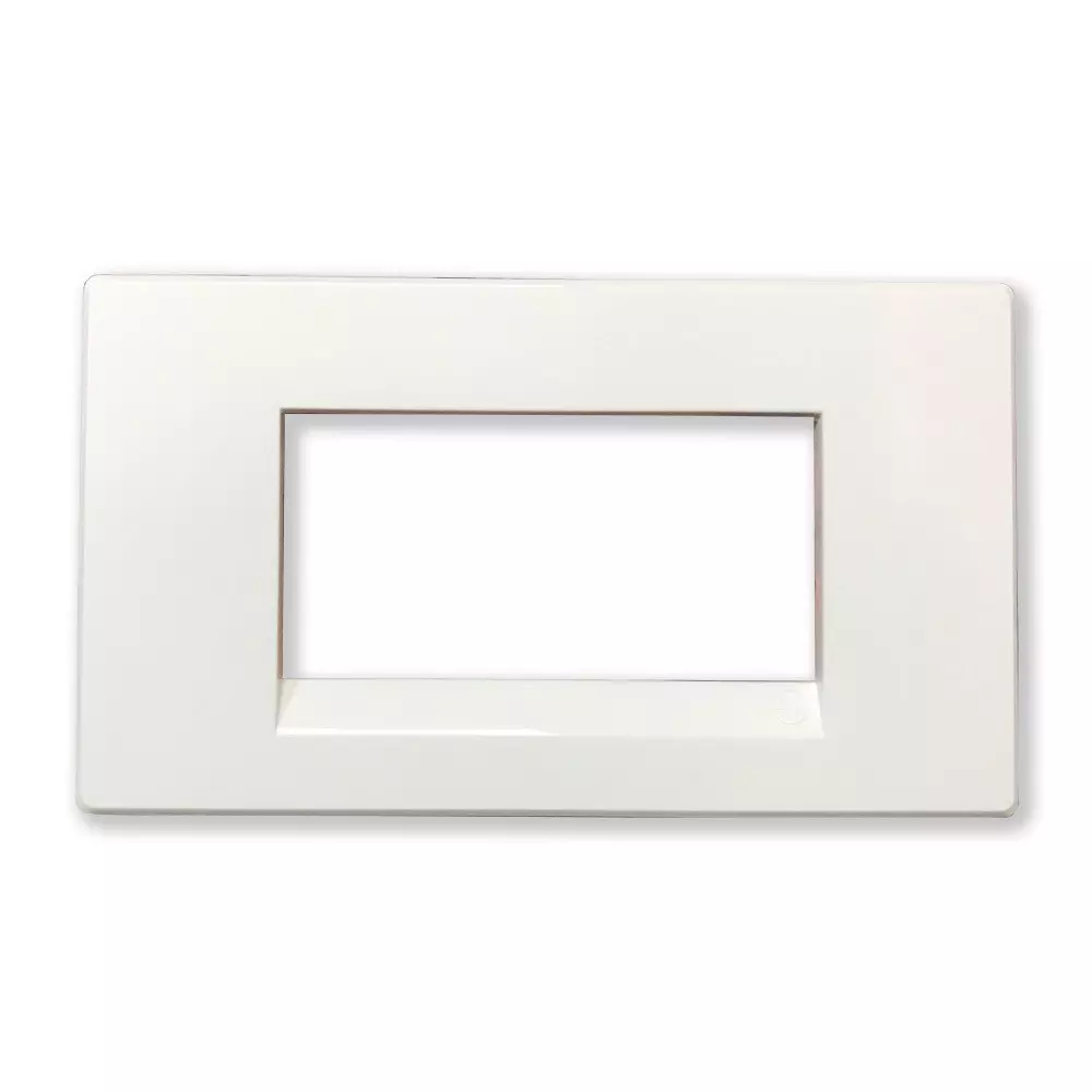 L&T [ Lauritz Knudsen ] Englaze Plastic Cover Plate With Plastic Grid Frame Snow White Color 4 Module, CB92104FW00