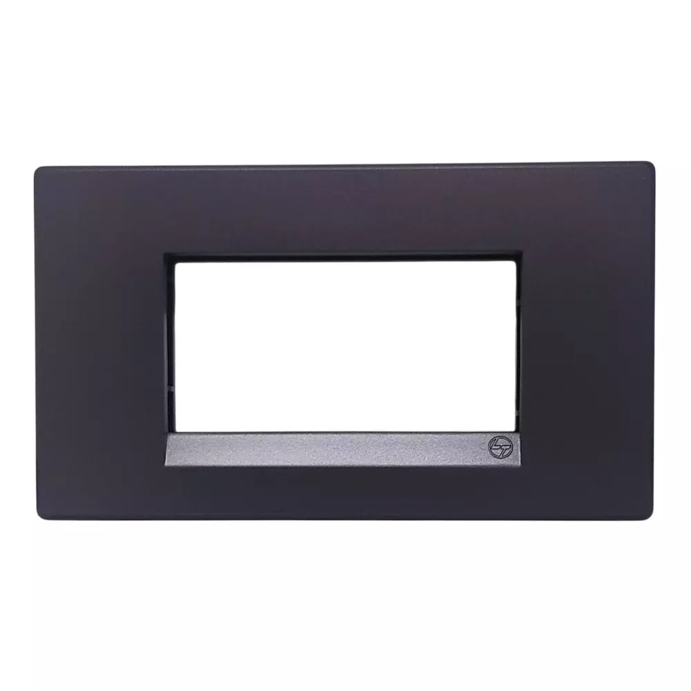 L&T [ Lauritz Knudsen ] Englaze Plastic Cover Plate With Plastic Grid Frame Mountain Grey Color 4 Module, CB92104FM01