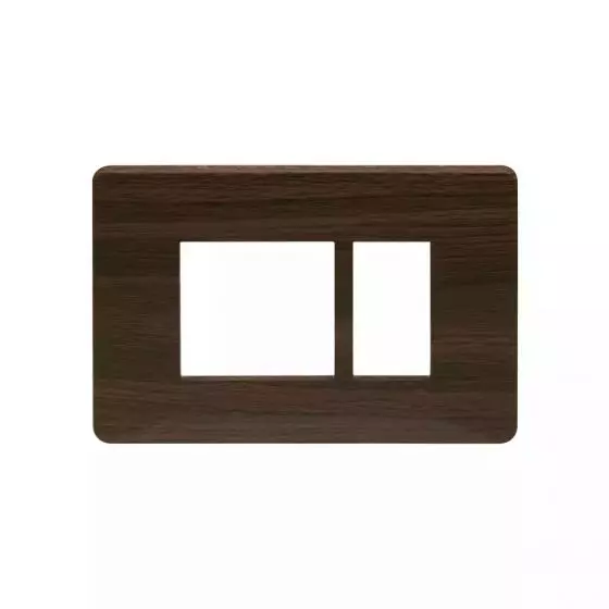 L&T [ Lauritz Knudsen ] Entice Cover Plate Without Grid Frame Cinnamon Wood Color 3 Module, CB91103FA12