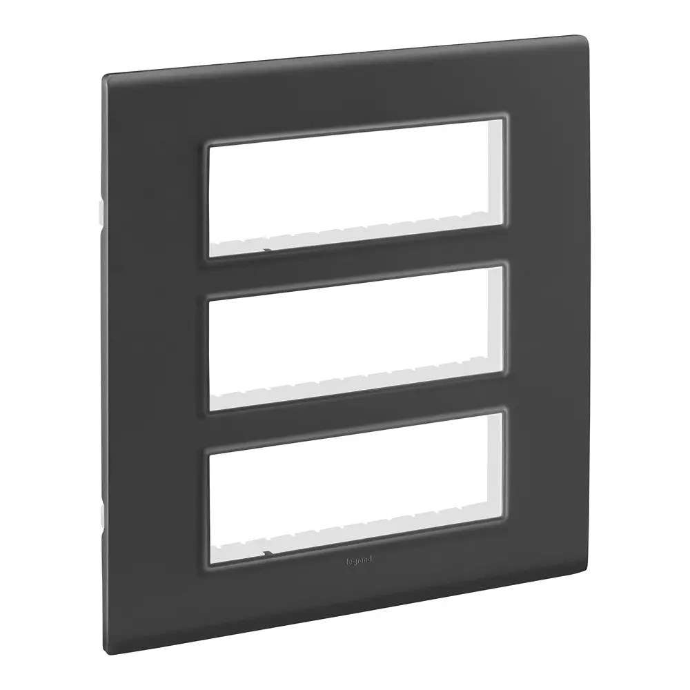 Legrand Cover Plate with Support Frame Allzy Matt Black 18 Module, 6813 21 (Pack of 10)